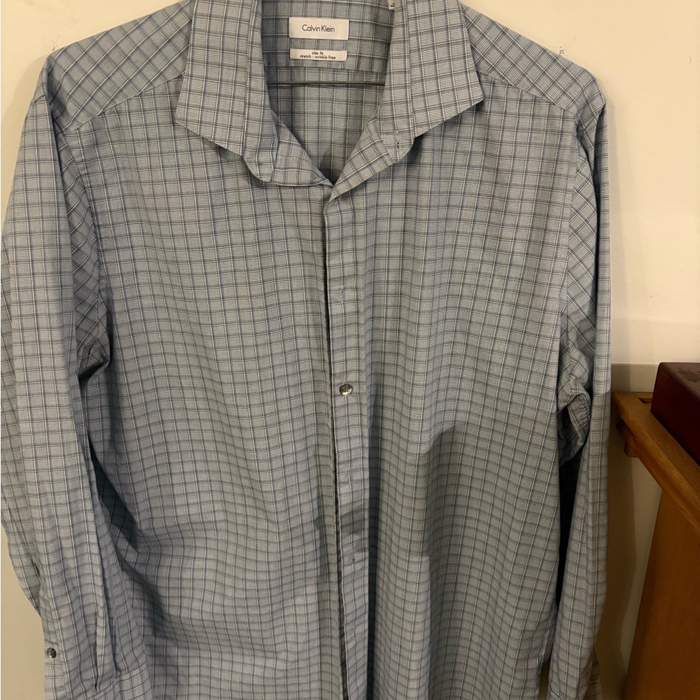 Calvin Klein Navy Plaid Shirt